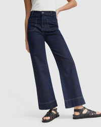 ALEXA PATCH POCKET WIDE LEG JEANS - AVAILABLE ~ 1-2 weeks WOMENS PANTS