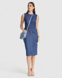 KENDALL STRETCH DENIM DRESS WOMENS DRESSES