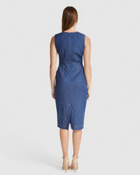 KENDALL STRETCH DENIM DRESS WOMENS DRESSES