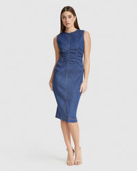 KENDALL STRETCH DENIM DRESS WOMENS DRESSES