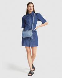 SHORE STRETCH DENIM DRESS WOMENS DRESSES