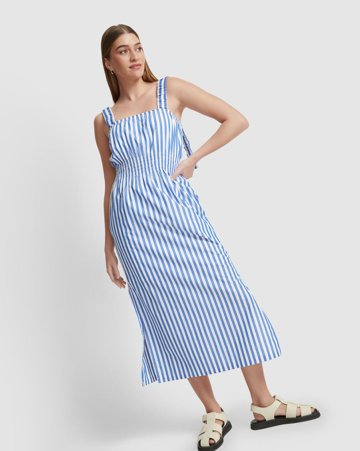 GIGI STRIPED COTTON DRESS WOMENS DRESSES