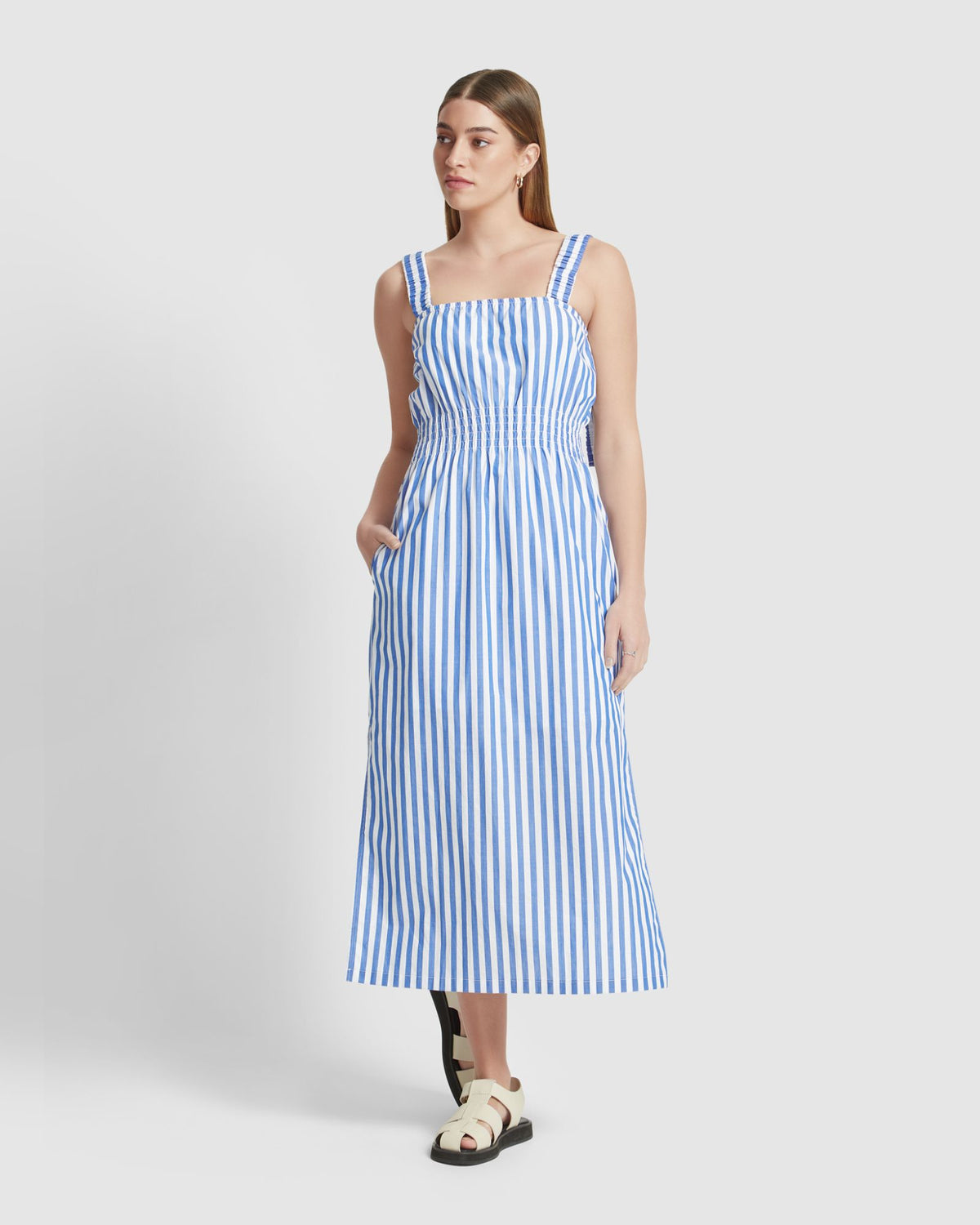 GIGI STRIPED COTTON DRESS WOMENS DRESSES