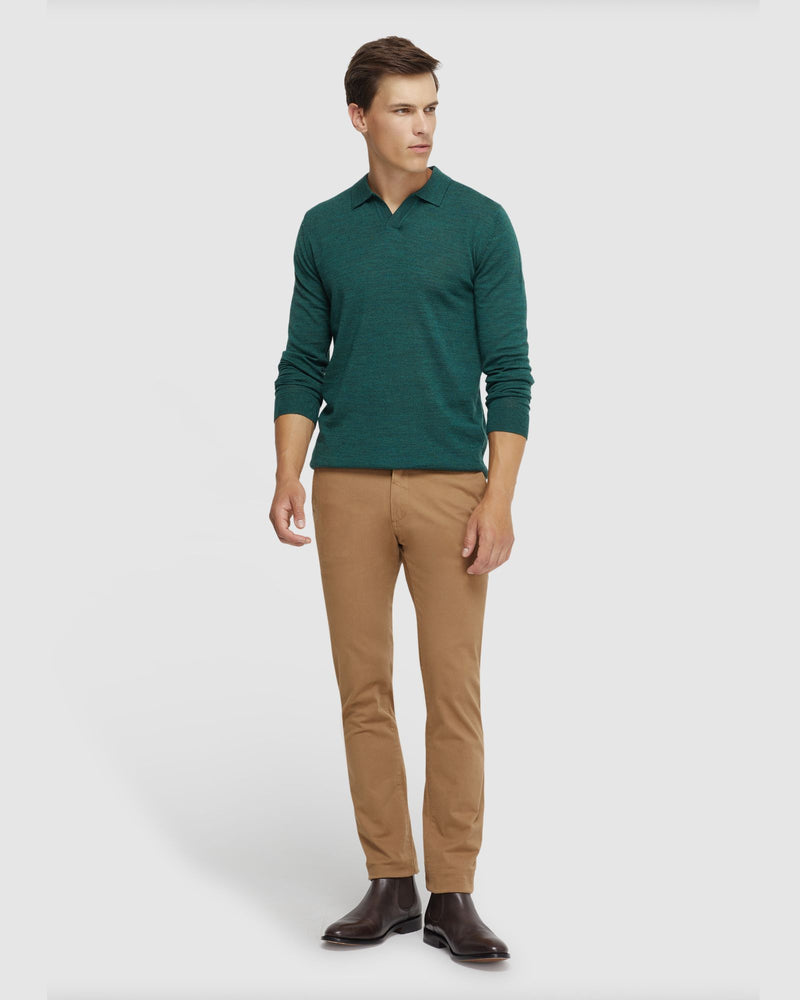 BLAIR V-NECK MERINO WOOL POLO MENS KNITWEAR