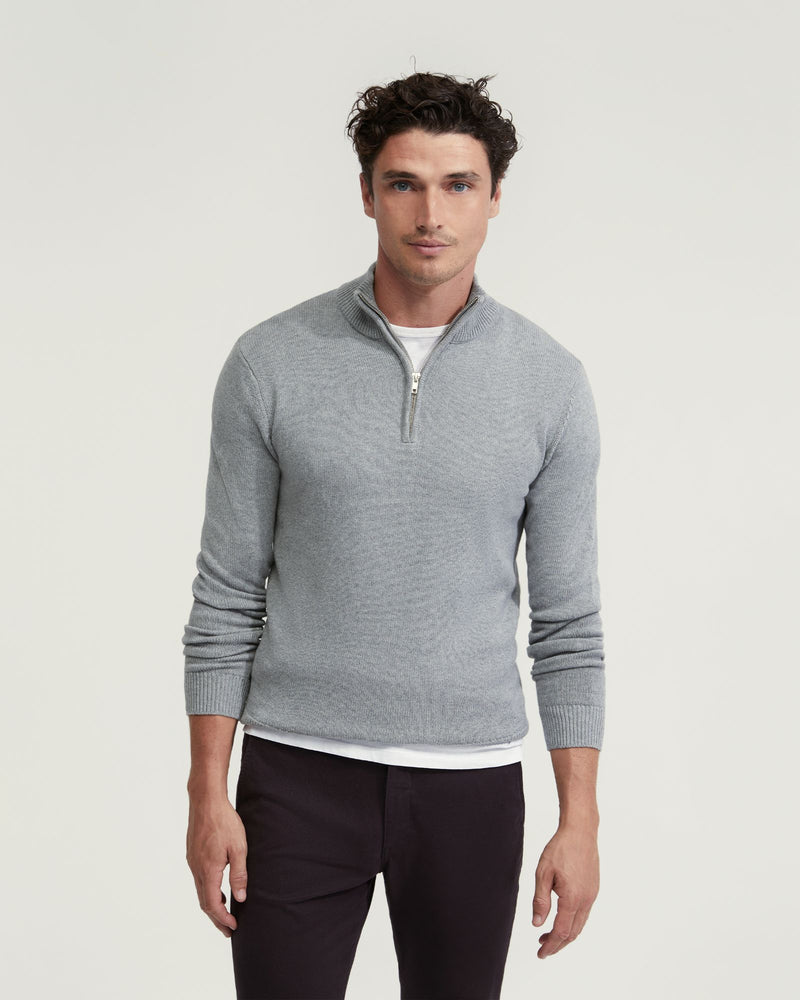 ROBERT ZIP NECK COTTON KNIT MENS KNITWEAR