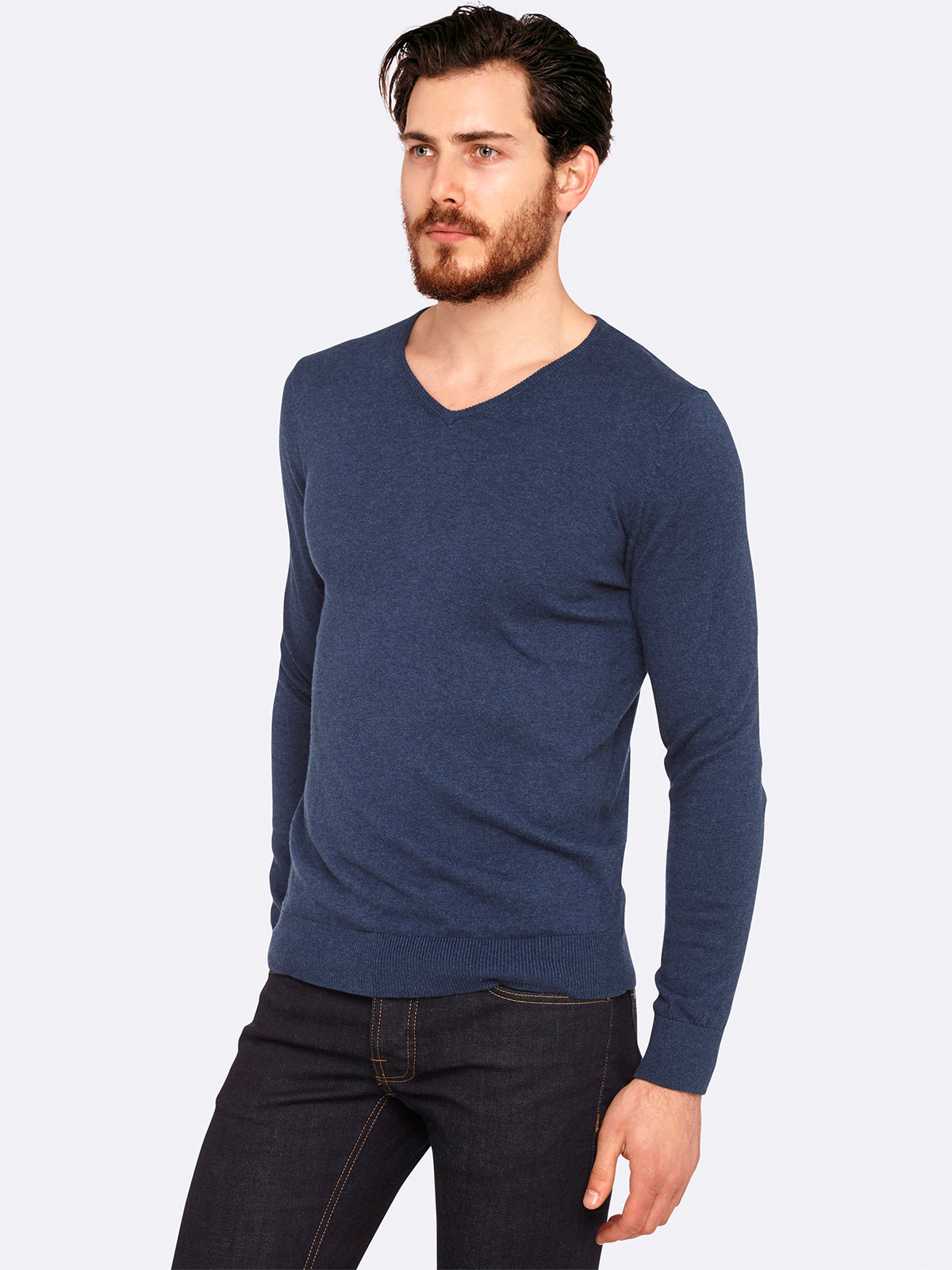 COTTON V-NECK PULLOVER MENS KNITWEAR