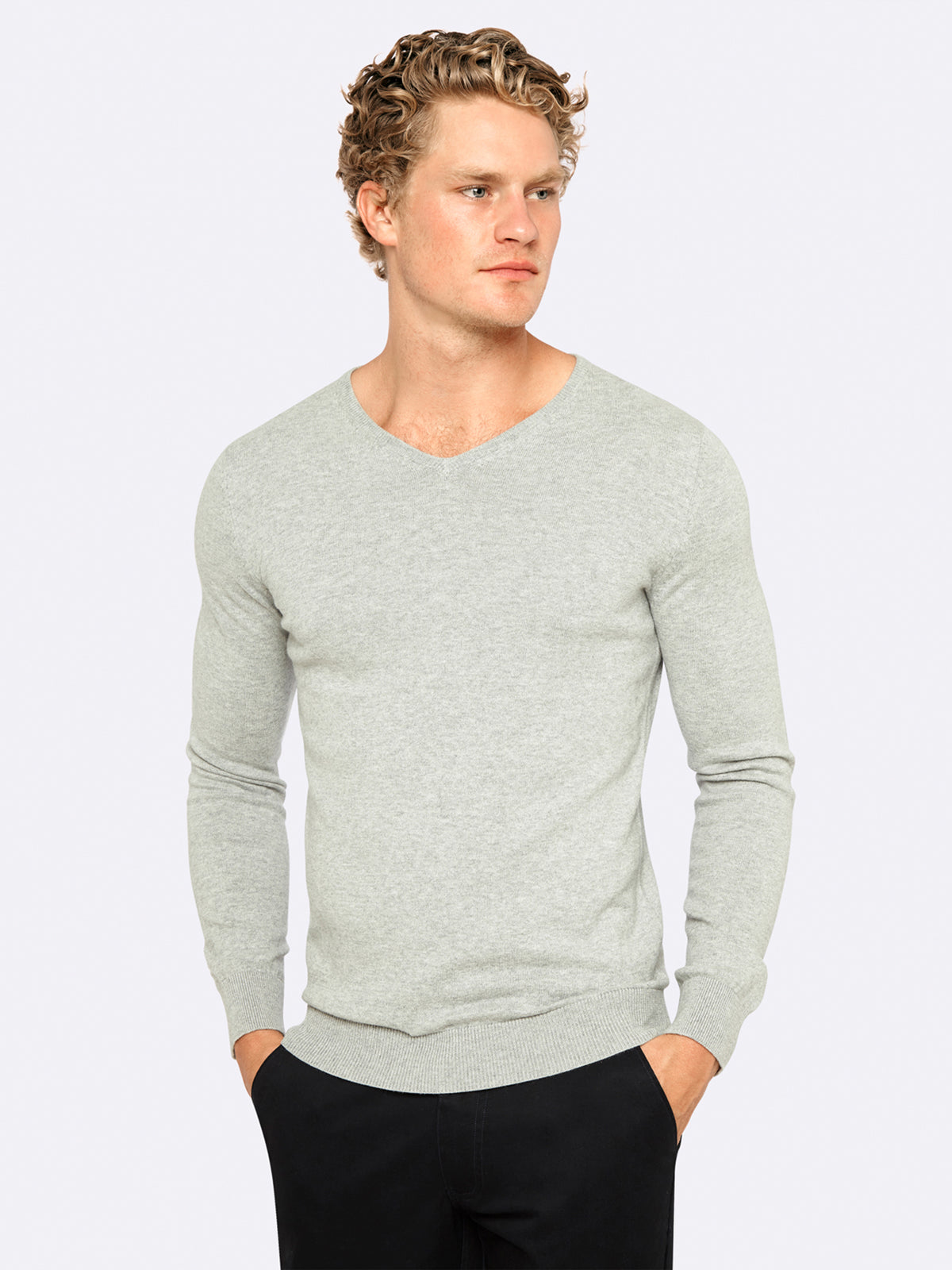 COTTON V-NECK PULLOVER MENS KNITWEAR