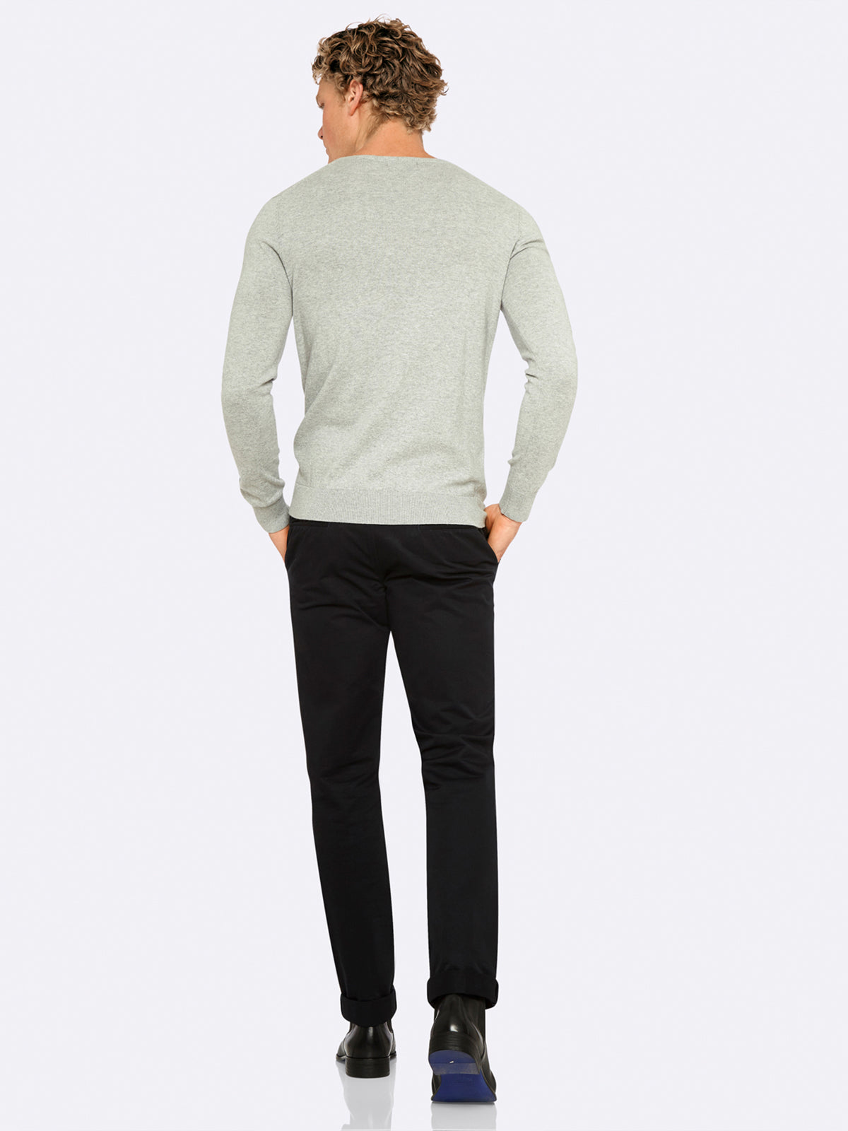 COTTON V-NECK PULLOVER MENS KNITWEAR