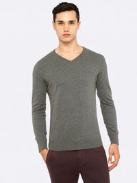 COTTON V-NECK PULLOVER MENS KNITWEAR