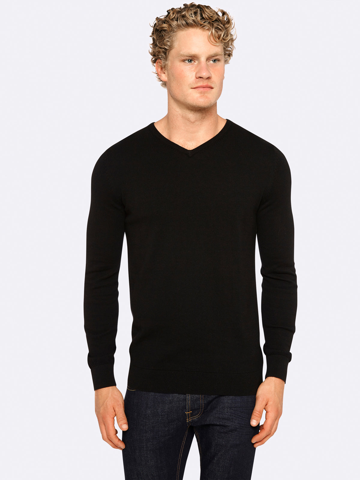 COTTON V-NECK PULLOVER MENS KNITWEAR