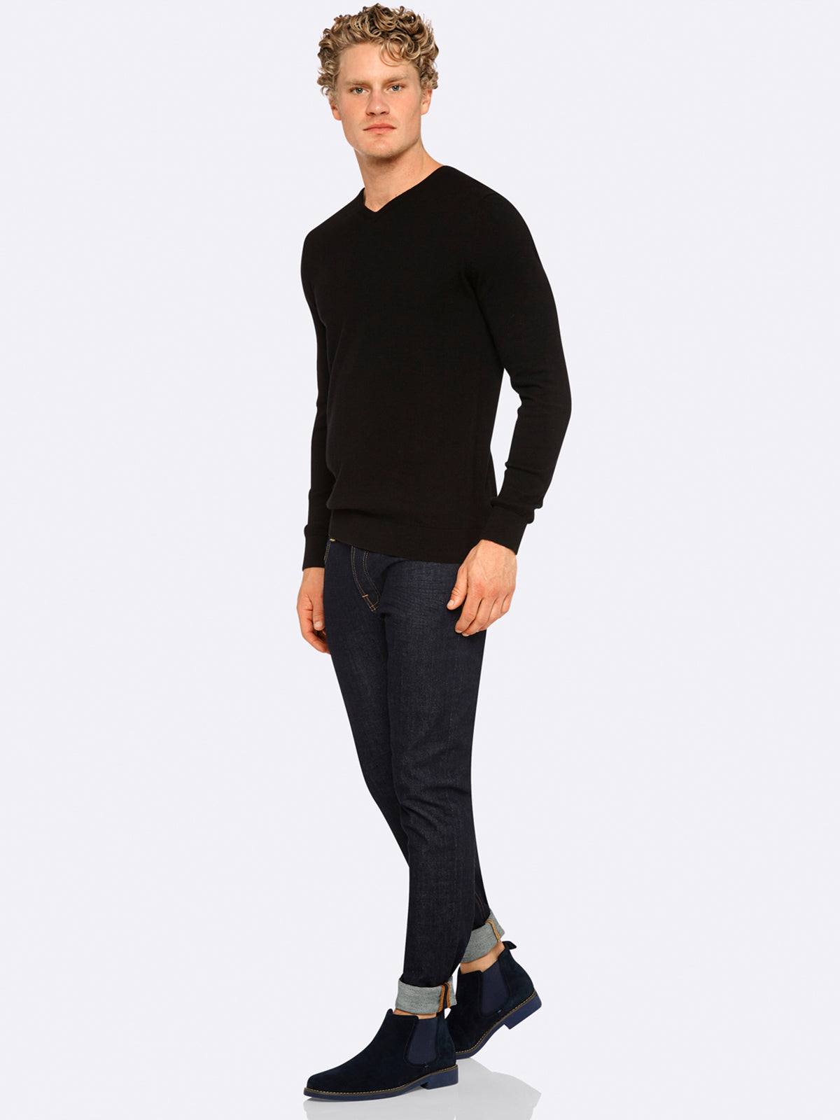 COTTON V-NECK PULLOVER MENS KNITWEAR