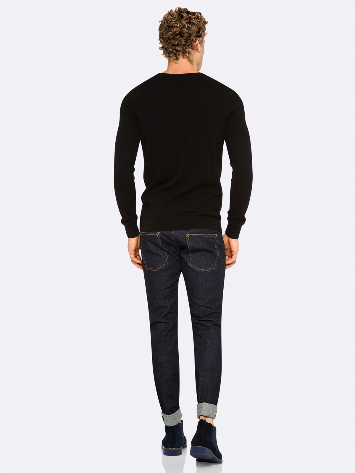 COTTON V-NECK PULLOVER MENS KNITWEAR