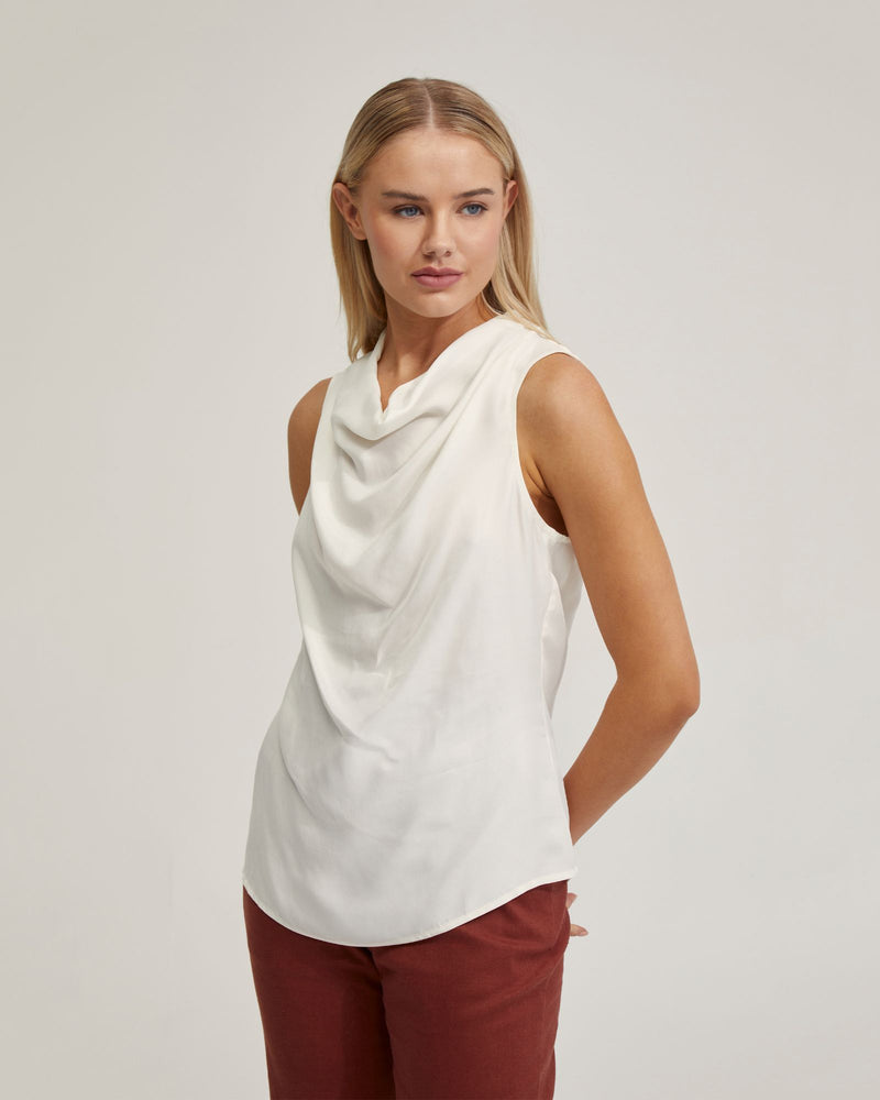 FERN CUPRO BLEND SOFT NECK TOP WOMENS TOPS