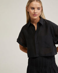 LOTTIE CROP SHIRT WOMENS TOPS