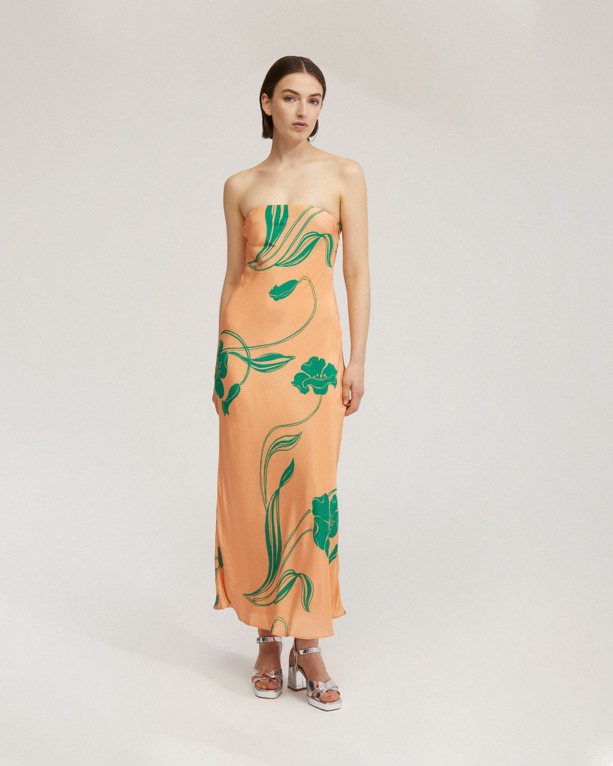 RIO STRAPLESS PRINTED DRESS WOMENS DRESSES