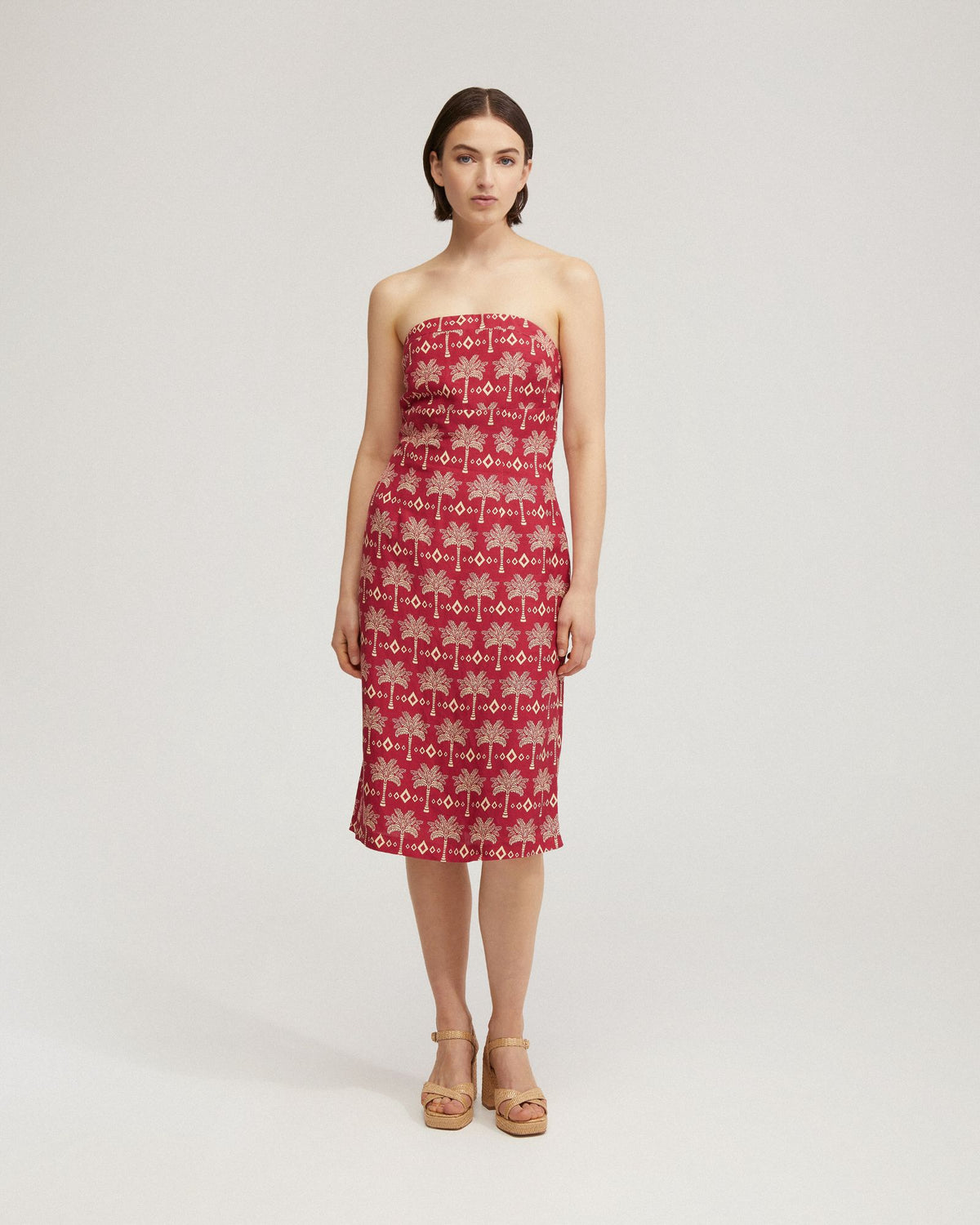 SCALA STRAPLESS PRINTED DRESS WOMENS DRESSES