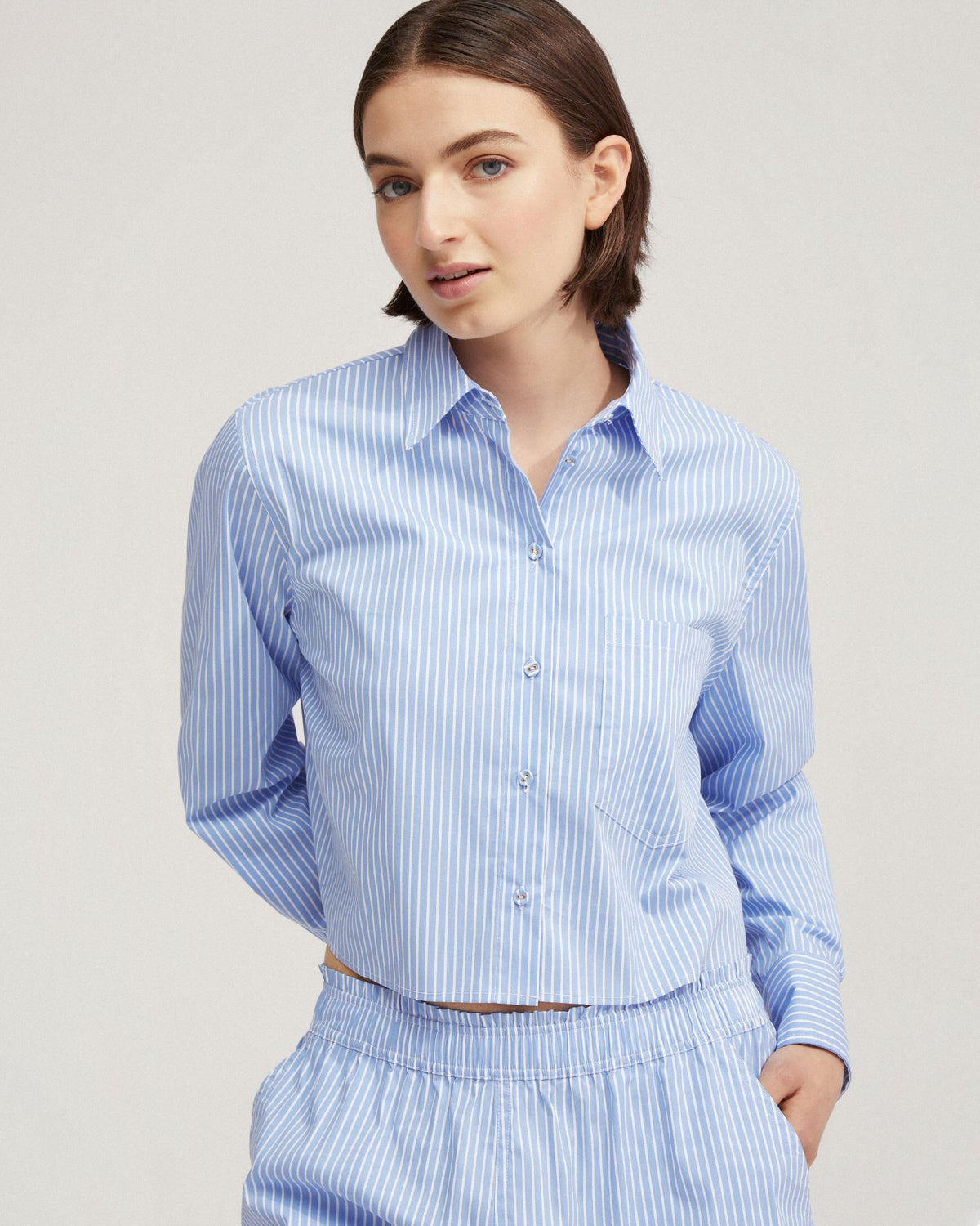 CARRIE CROP STRIPED SHIRT - AVAILABLE ~ 1-2 weeks WOMENS SHIRTS