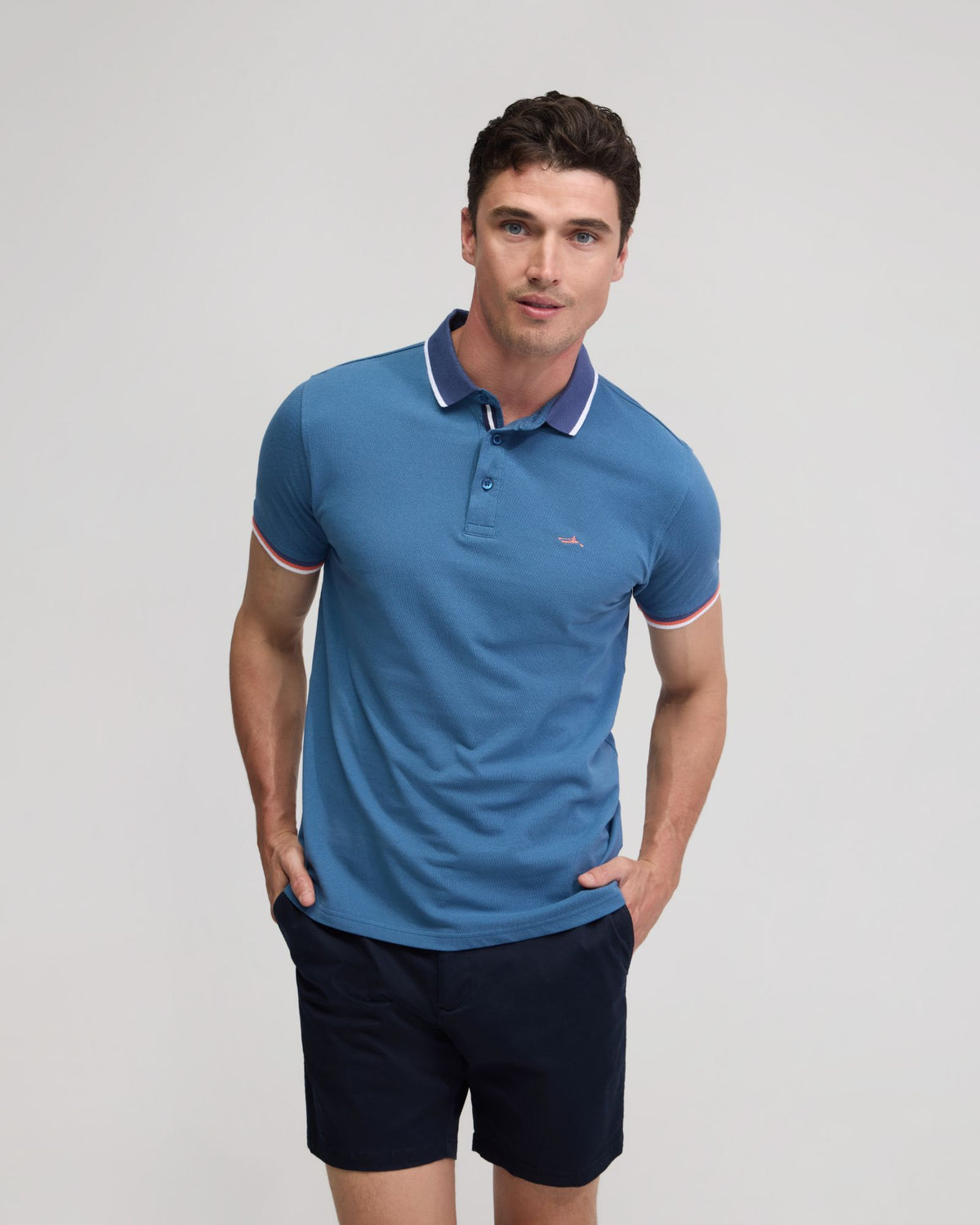 Cam Contrast Collar Pique Polo MENS KNITS