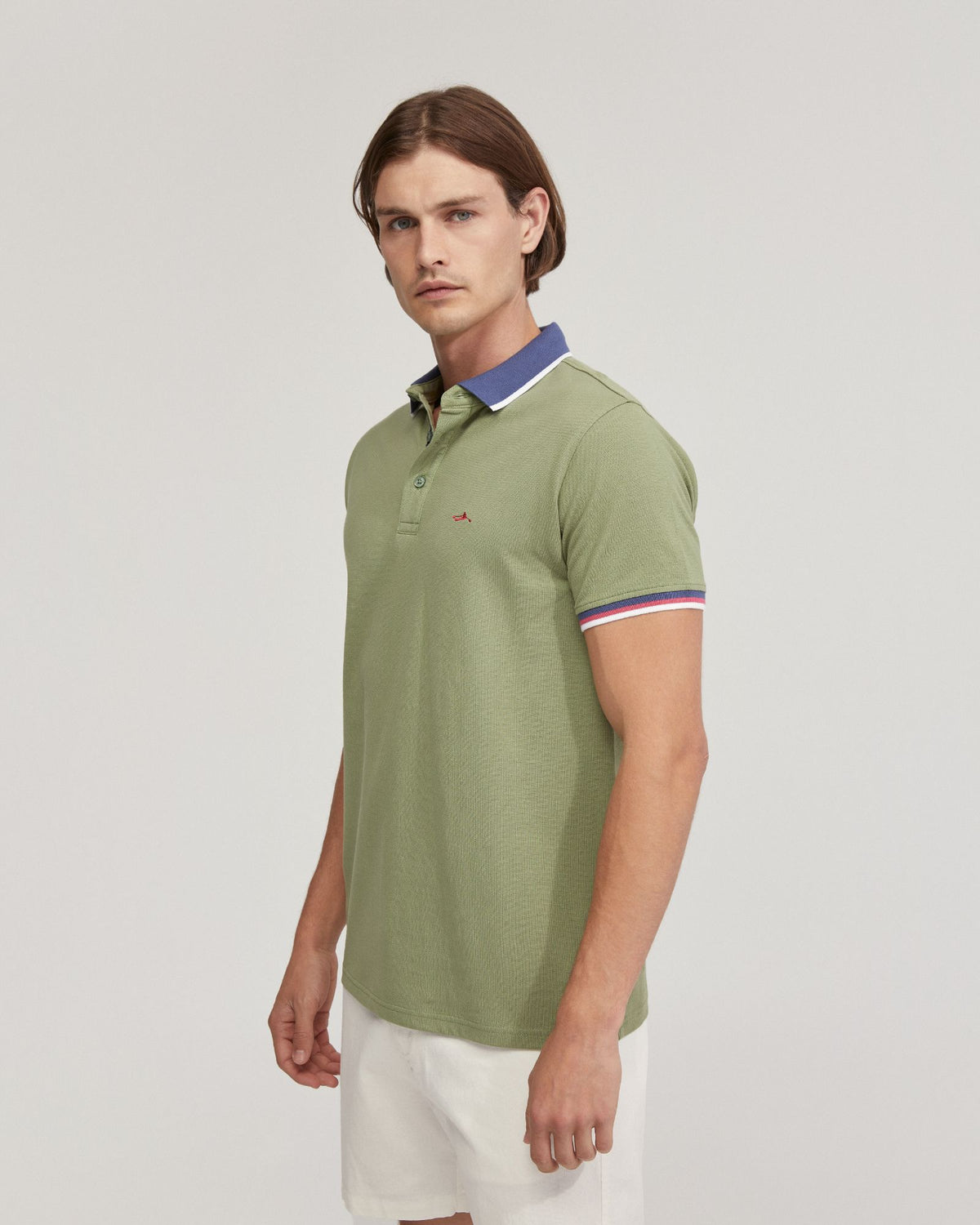 CAM CONTRAST COLLAR PIQUE POLO MENS KNITS