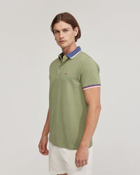 CAM CONTRAST COLLAR PIQUE POLO MENS KNITS