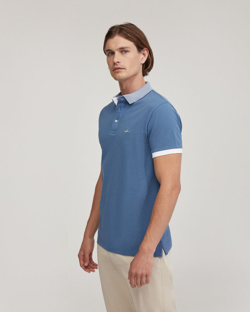 DYLAN STRIPED COLLAR PIQUE POLO MENS KNITS