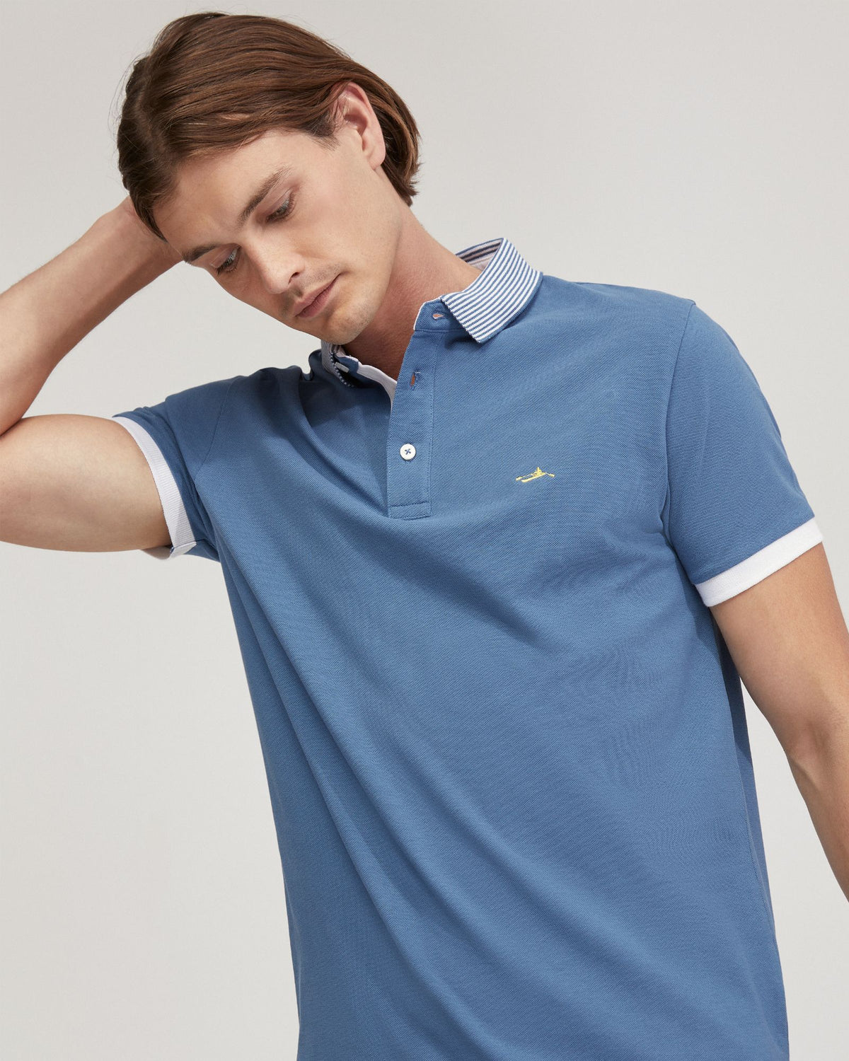 DYLAN STRIPED COLLAR PIQUE POLO MENS KNITS