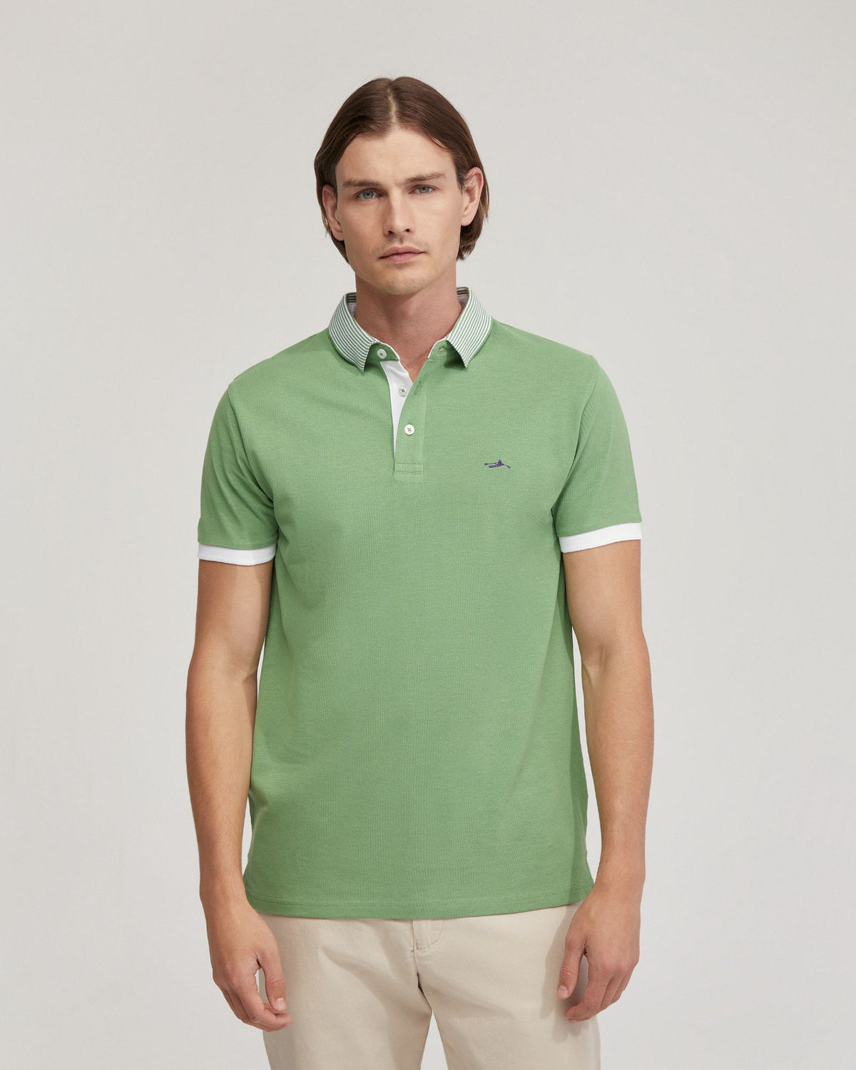 DYLAN STRIPED COLLAR PIQUE POLO MENS KNITS