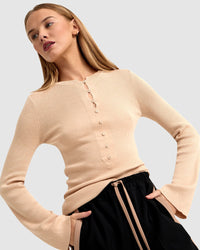 ELKA HENLEY KNIT TOP WOMENS KNITWEAR