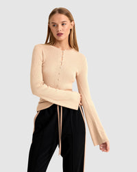 ELKA HENLEY KNIT TOP WOMENS KNITWEAR