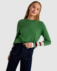 MADELINE STRIPE SLEEVE KNIT TOP WOMENS KNITWEAR