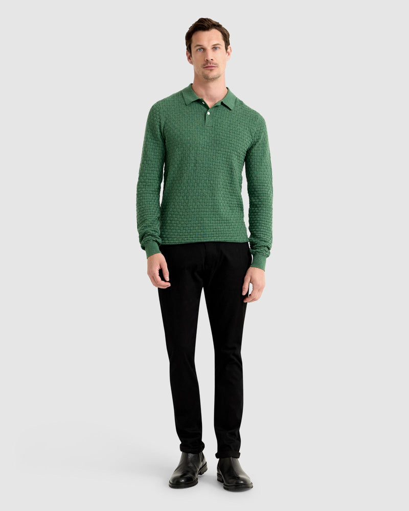 NIALL TEXTURED POLO MENS KNITWEAR