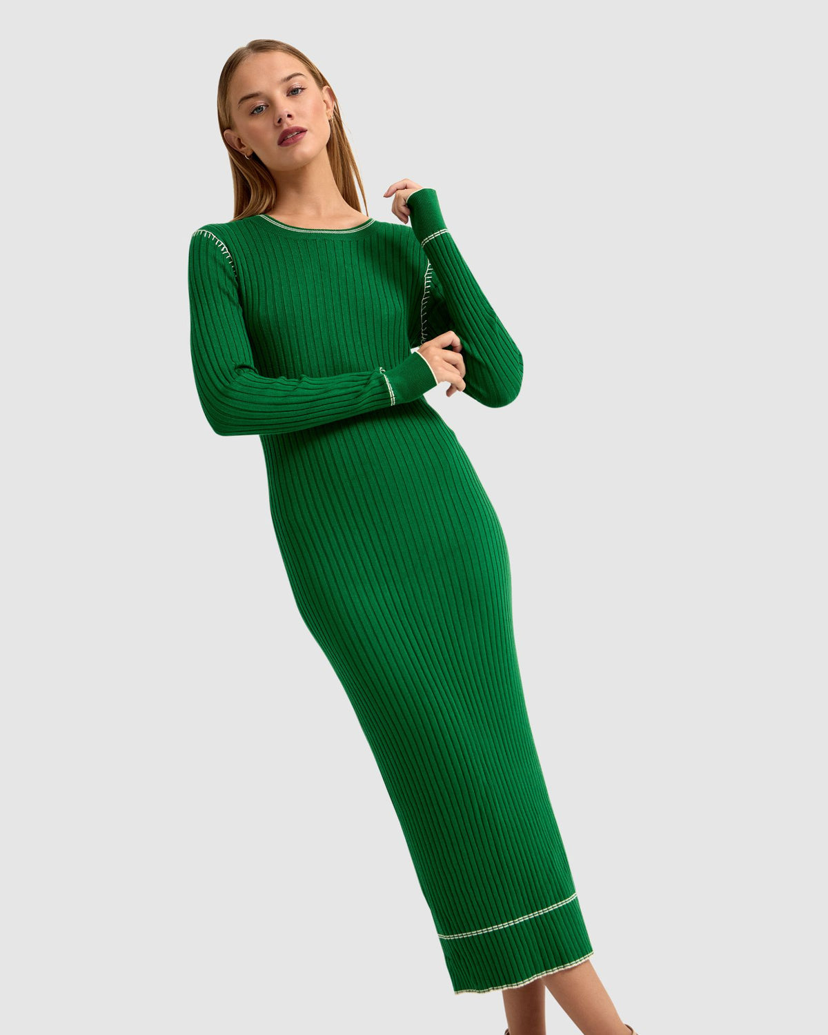 MICHELLE CNTRST STITCH KNIT DRESS – Oxford Shop