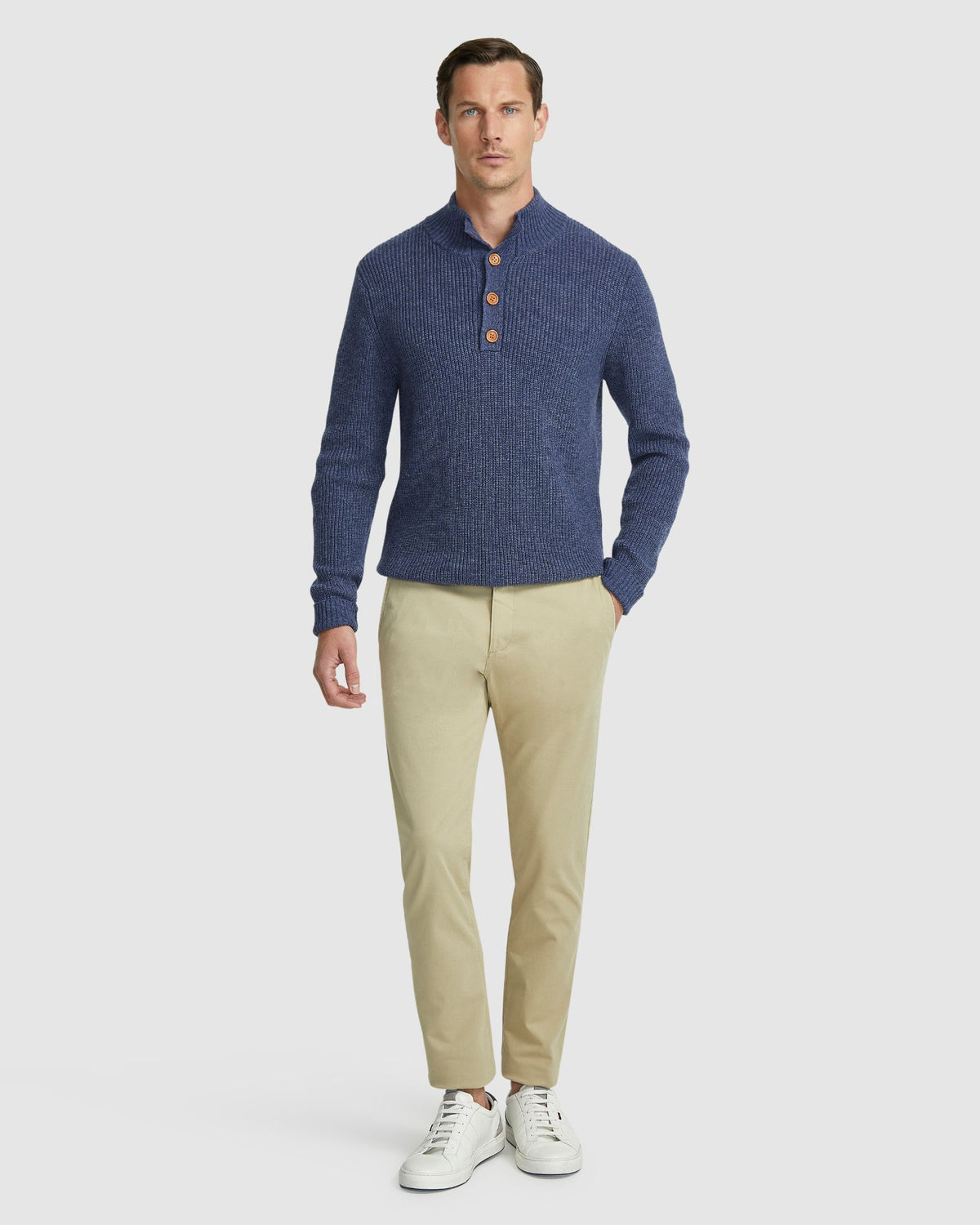 CEDRIC BUTTON COLLAR KNIT TOP MENS KNITWEAR