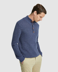 CEDRIC BUTTON COLLAR KNIT TOP MENS KNITWEAR