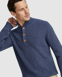 CEDRIC BUTTON COLLAR KNIT TOP MENS KNITWEAR