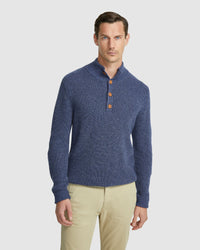 CEDRIC BUTTON COLLAR KNIT TOP MENS KNITWEAR