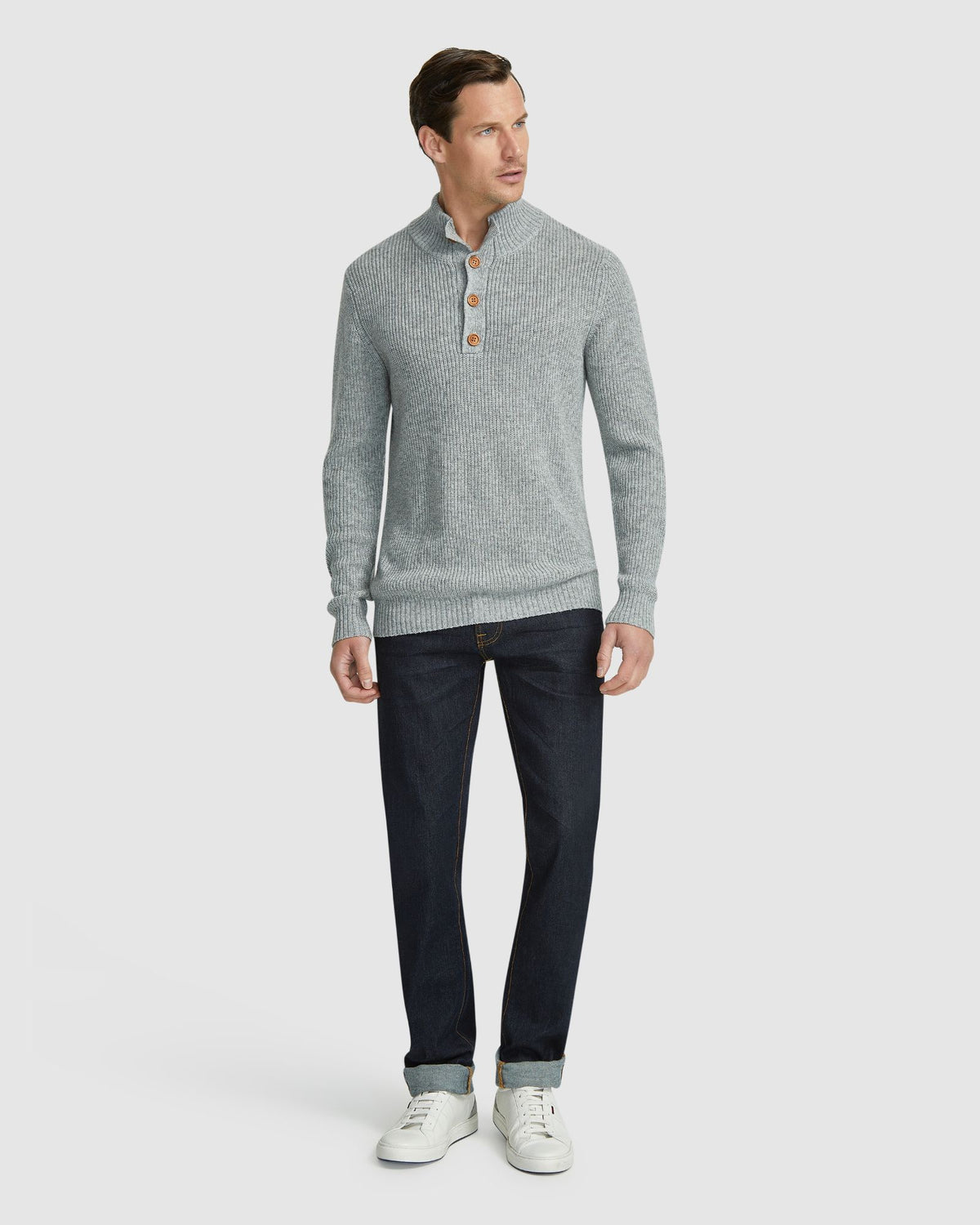 CEDRIC BUTTON COLLAR KNIT TOP MENS KNITWEAR