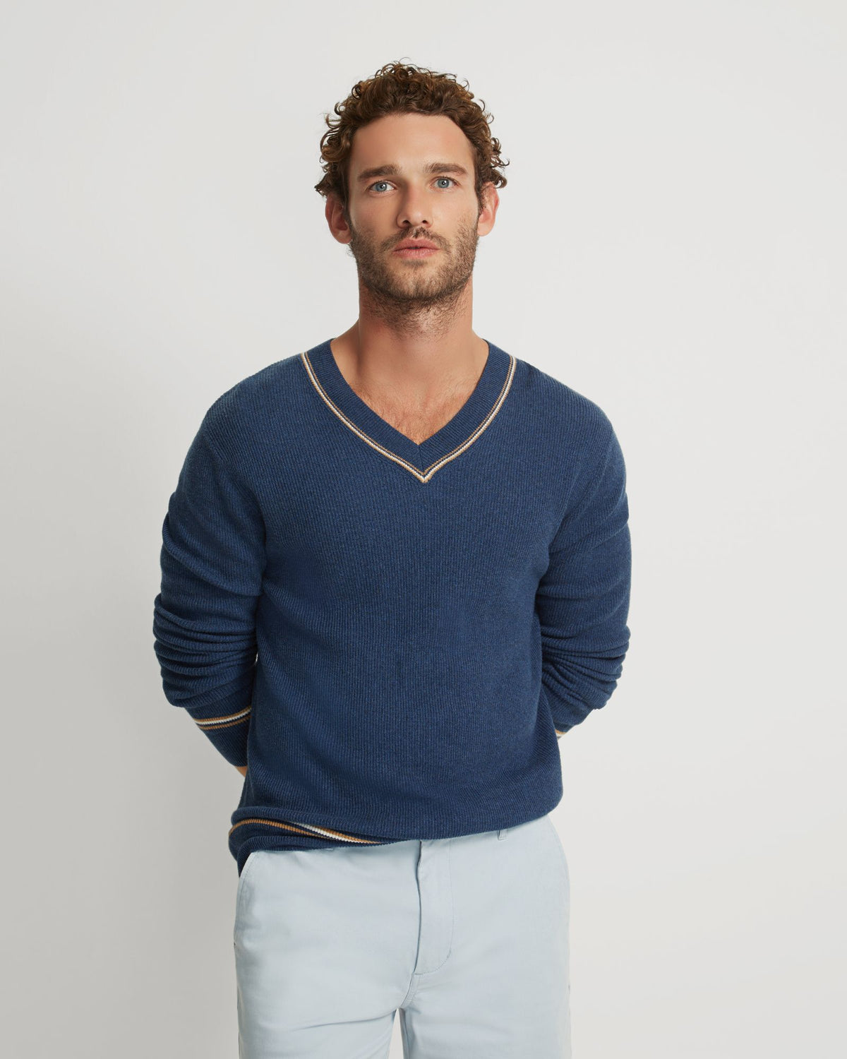 BRUNO CASHMERE BLEND V-NECK TOP - AVAILABLE ~ 1-2 weeks MENS KNITWEAR