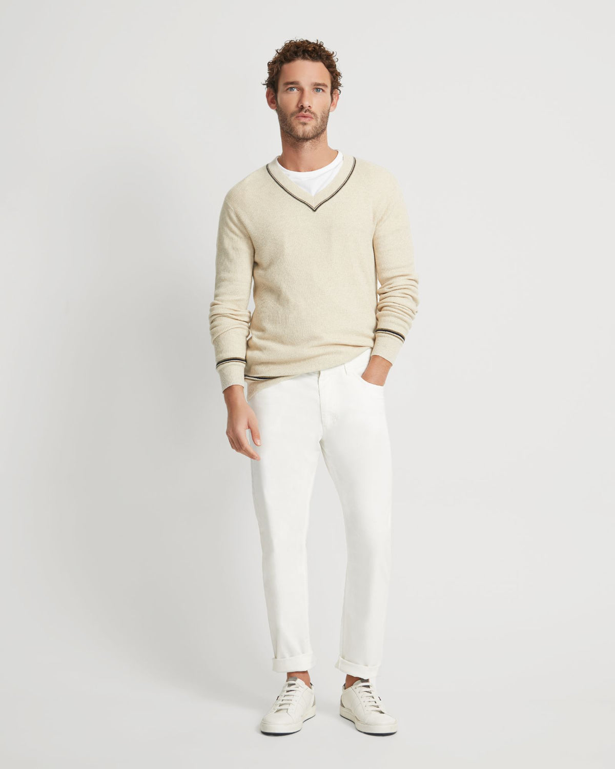 BRUNO CASHMERE BLEND V-NECK TOP - AVAILABLE ~ 1-2 weeks MENS KNITWEAR