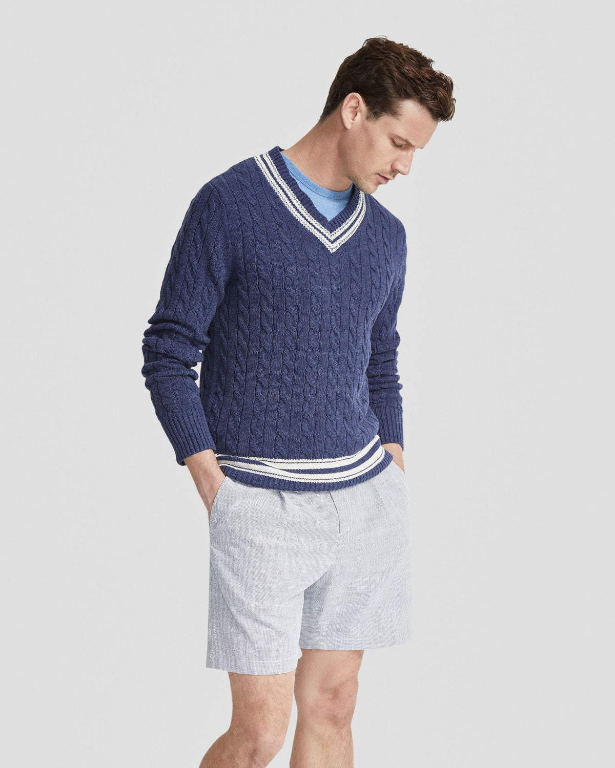 RICHIE CRICKET CABLE KNIT TOP MENS KNITWEAR