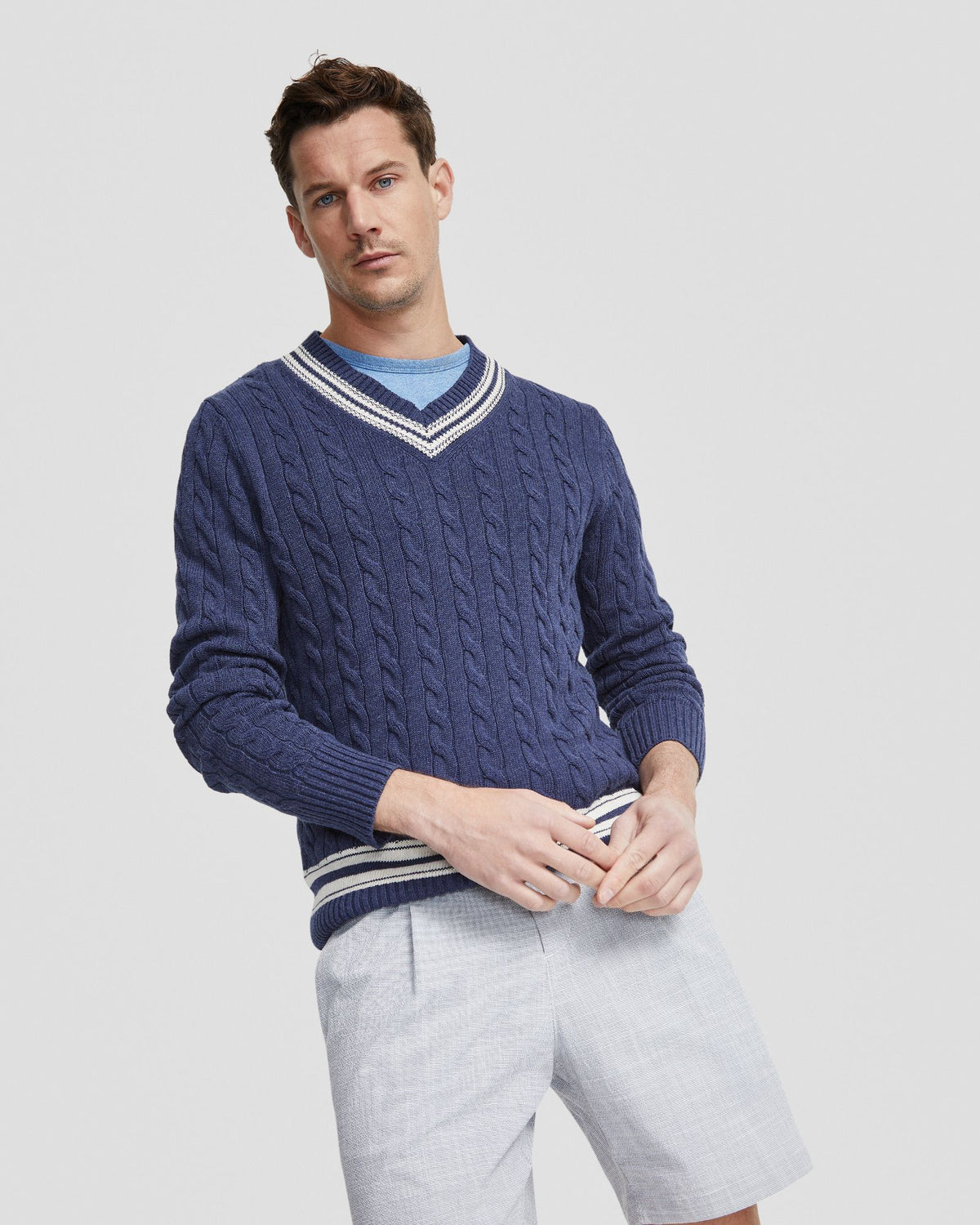 RICHIE CRICKET CABLE KNIT TOP MENS KNITWEAR