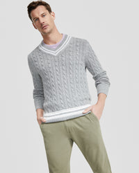 RICHIE CRICKET CABLE KNIT TOP MENS KNITWEAR