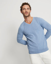 TIPPING V-NECK KNITTED TOP MENS KNITWEAR