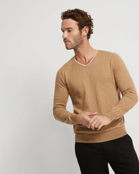 TIPPING V-NECK KNITTED TOP MENS KNITWEAR