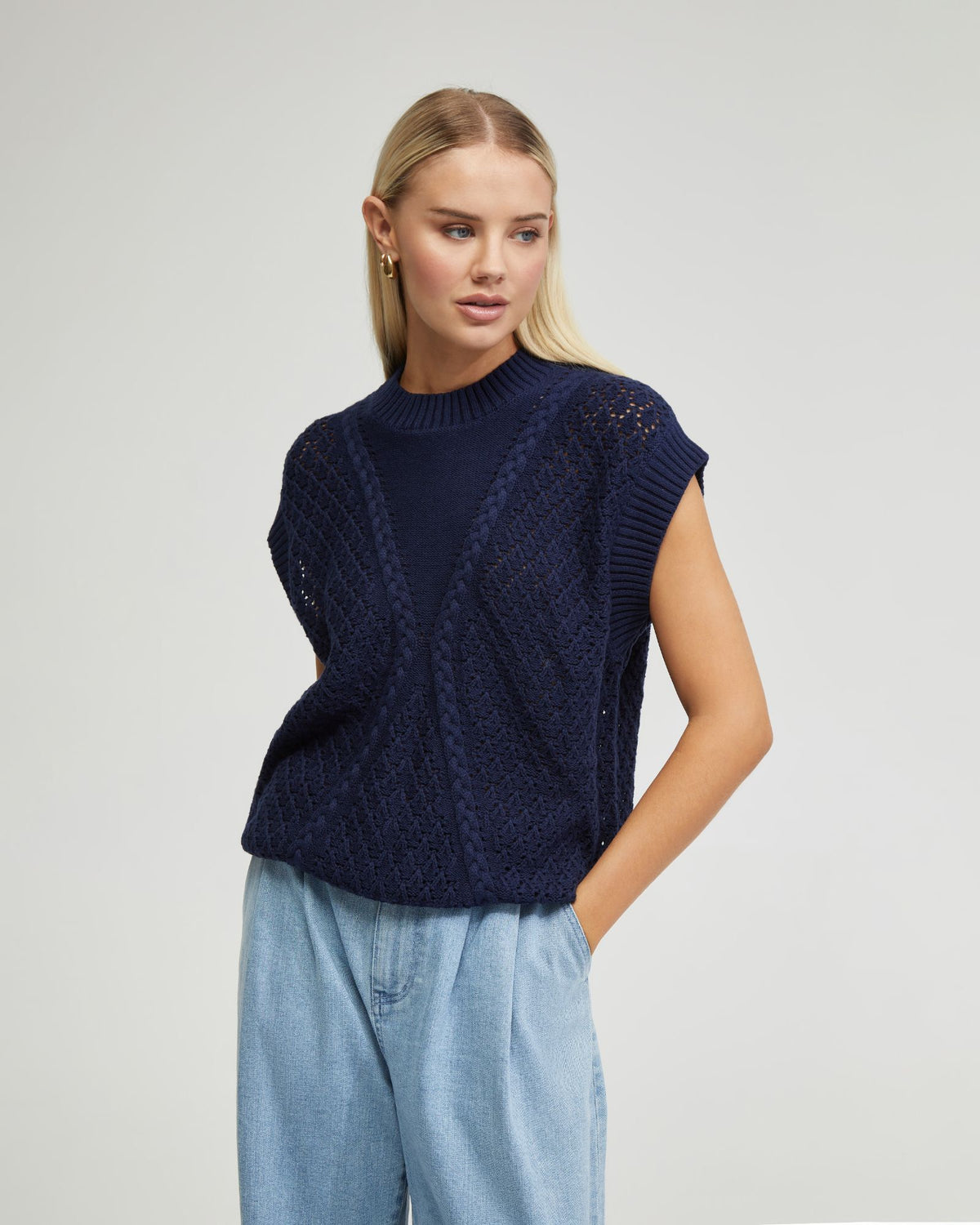 MONICA CABLE KNIT VEST - AVAILABLE ~ 1-2 weeks WOMENS KNITWEAR