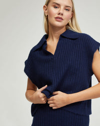 BECCA POLO NECK VEST - AVAILABLE ~ 1-2 weeks WOMENS KNITWEAR