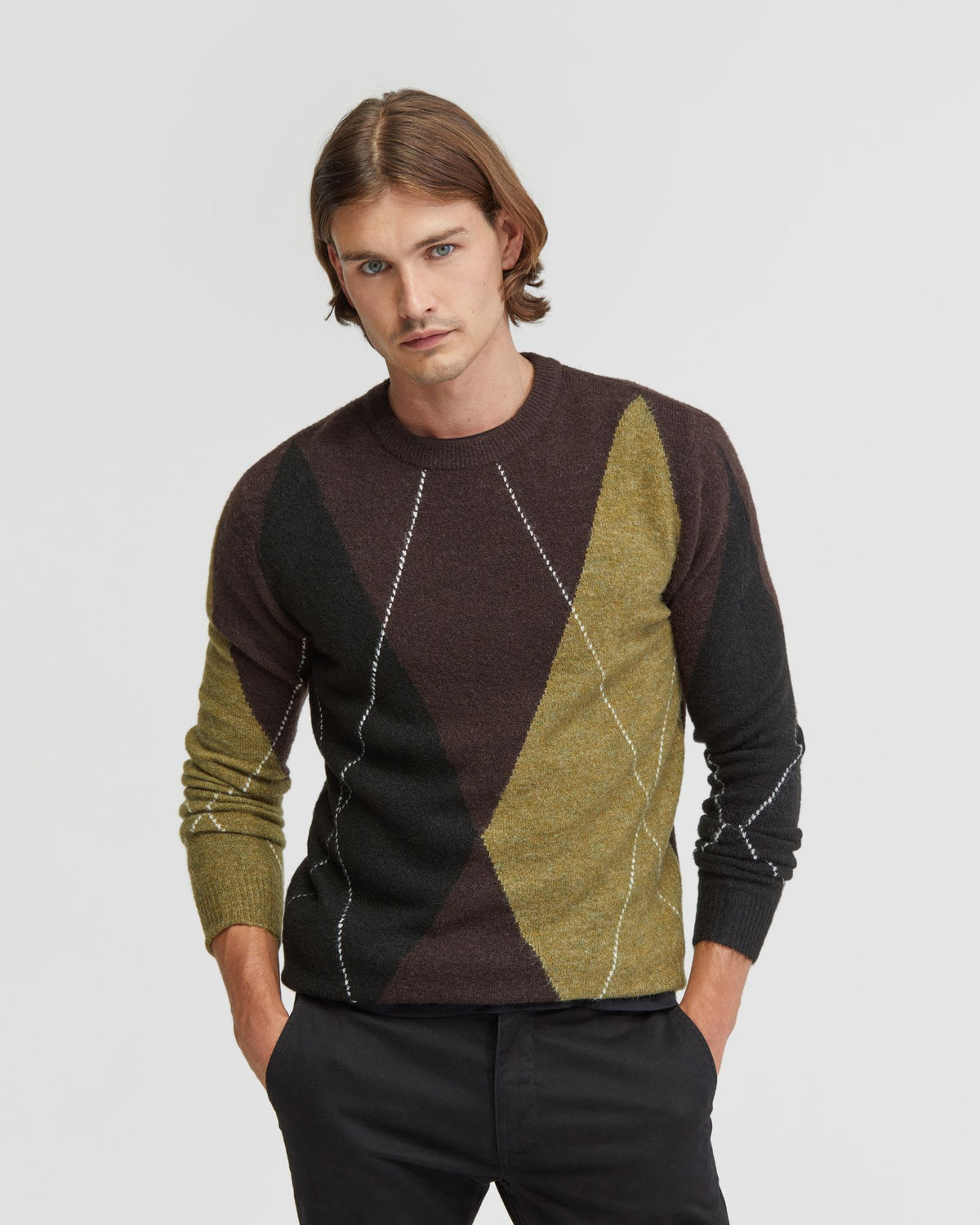 OLIVER ARGYLE KNIT MENS KNITWEAR