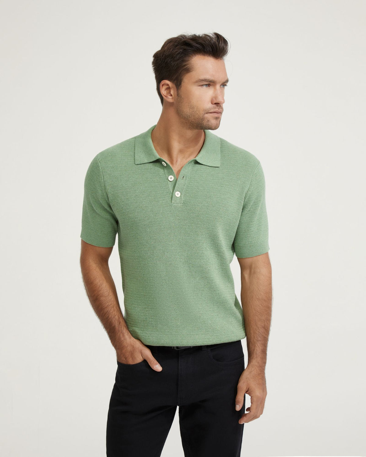 DALE COTTON KNITTED POLO MENS KNITWEAR