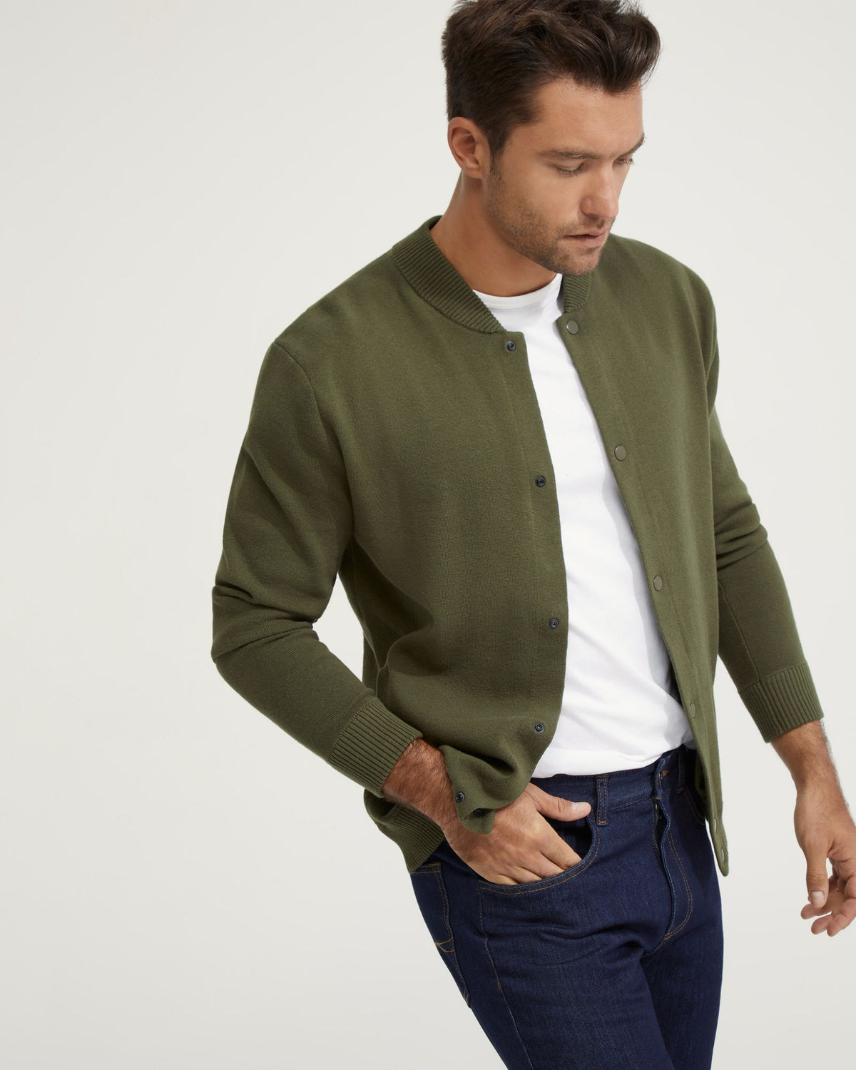 MILES KNITTED BOMBER JACKET MENS JACKETS AND COATS