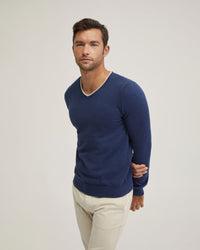 TIPPING V-NECK KNITTED TOP MENS KNITWEAR